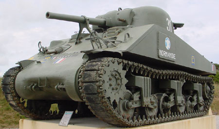 M4A2, Sherman III, bij St-Martin-de-Varreville (Utah Beach).