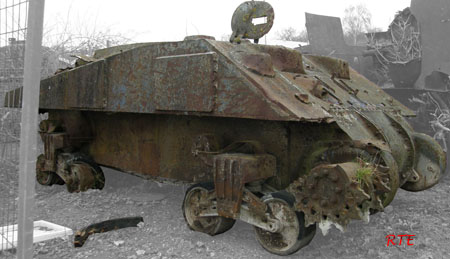 Hull M4A2 medium tank in Bovington (GB).